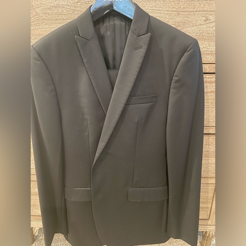 BAR III Solid Wool Suit Slim Fit Black 42R - 34x32